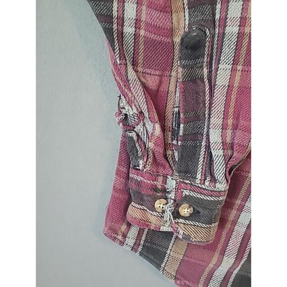 VTG Carhartt Flannel Shirt Small Distressed Plaid Los Angeles Spellout USA - Picture 5 of 8